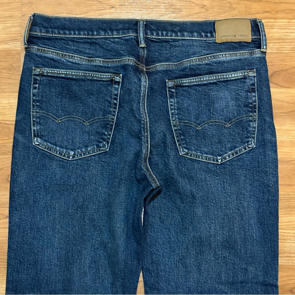 American Eagle Outfitters Flex Relaxed Straight Jeans 33x34 Dark Wash - Picture 9 of 11